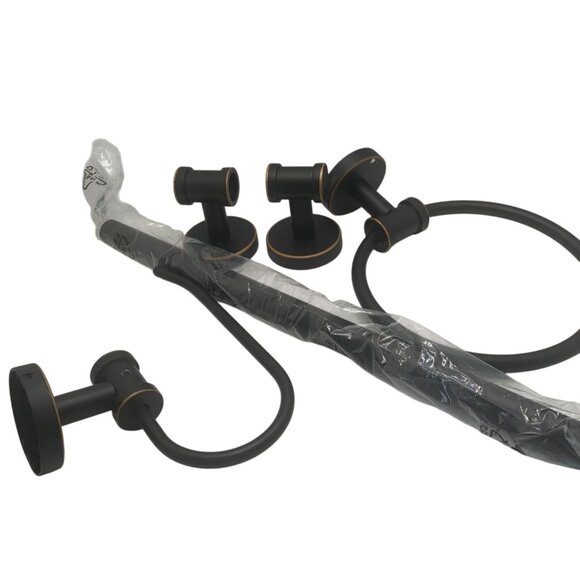 5-Piece Bathroom Hardware Set Oil-Rubbed Bronze Towel Bar Towel Ring Robe Hook - Picture 1 of 4